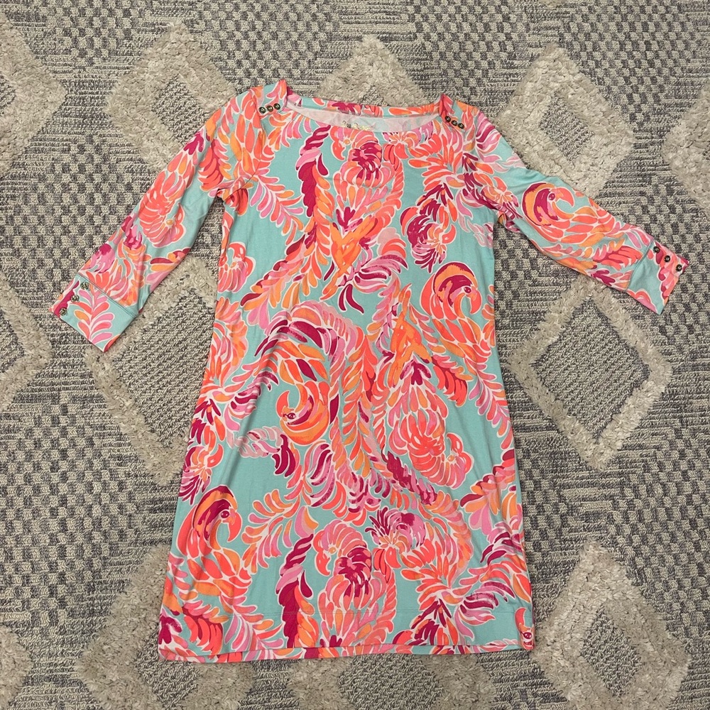 Lilly Pulitzer Sophie Pink Orange Aqua Dress Size Large